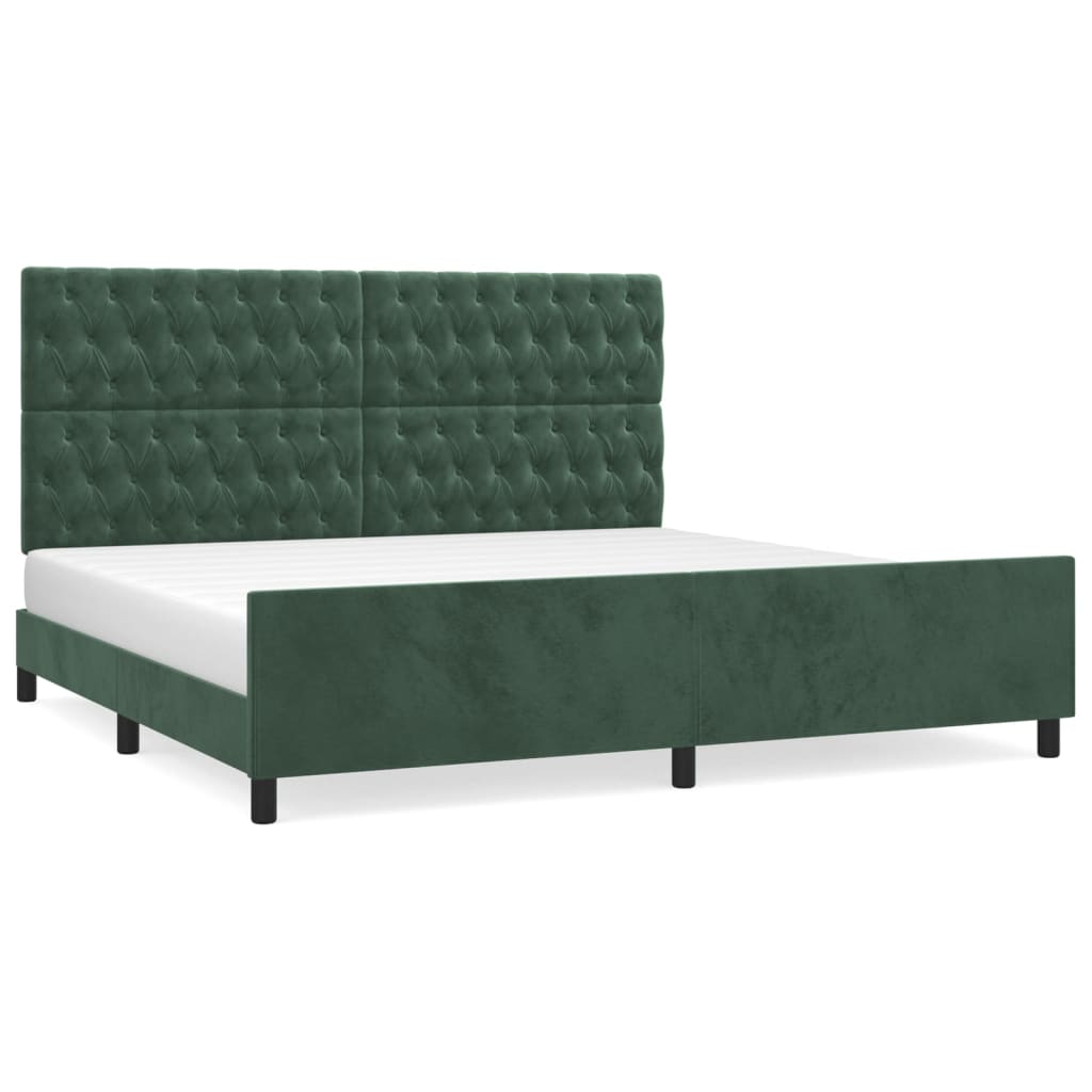 Cadre de lit sans matelas vert foncé 200x200 cm velours - XIOS