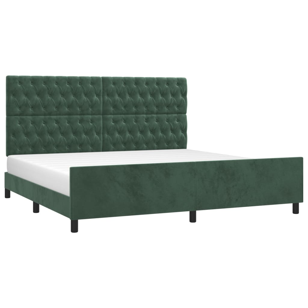 Cadre de lit sans matelas vert foncé 200x200 cm velours - XIOS