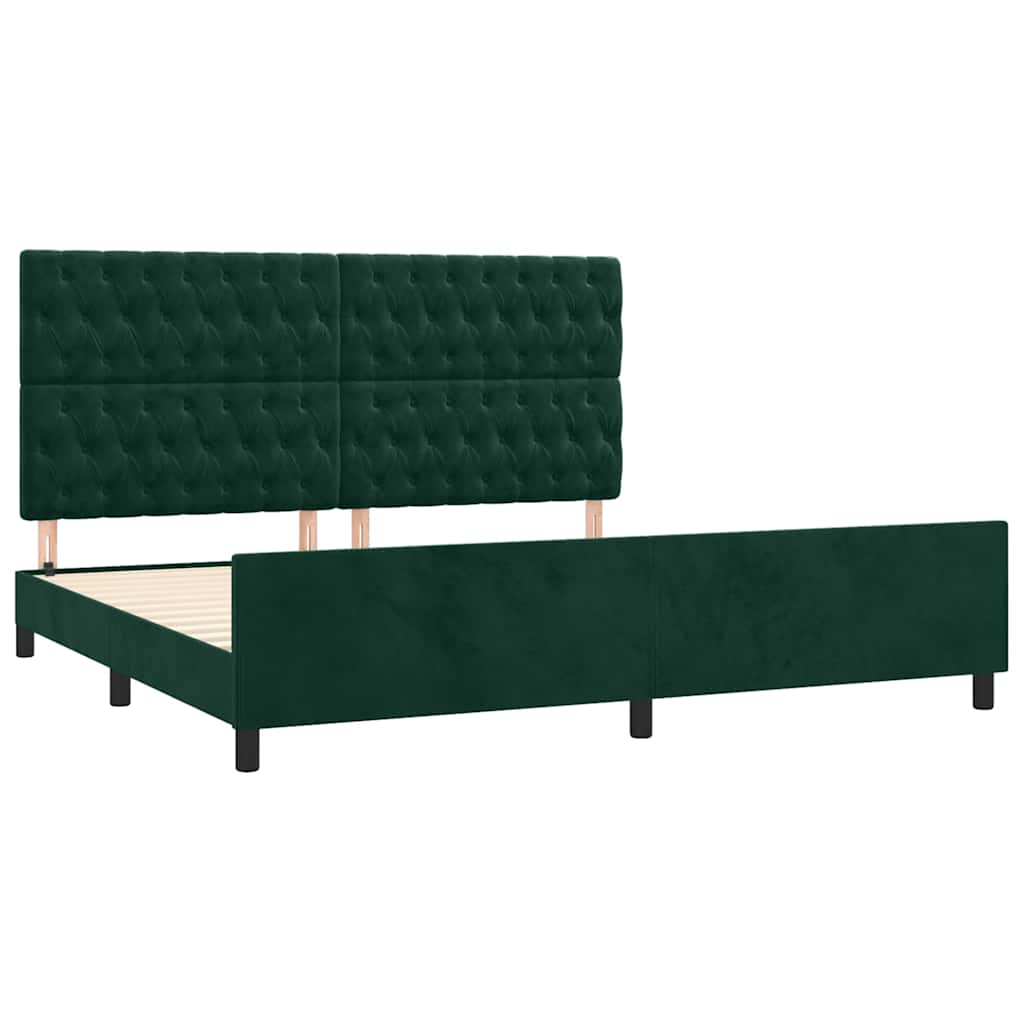 Cadre de lit sans matelas vert foncé 200x200 cm velours - XIOS