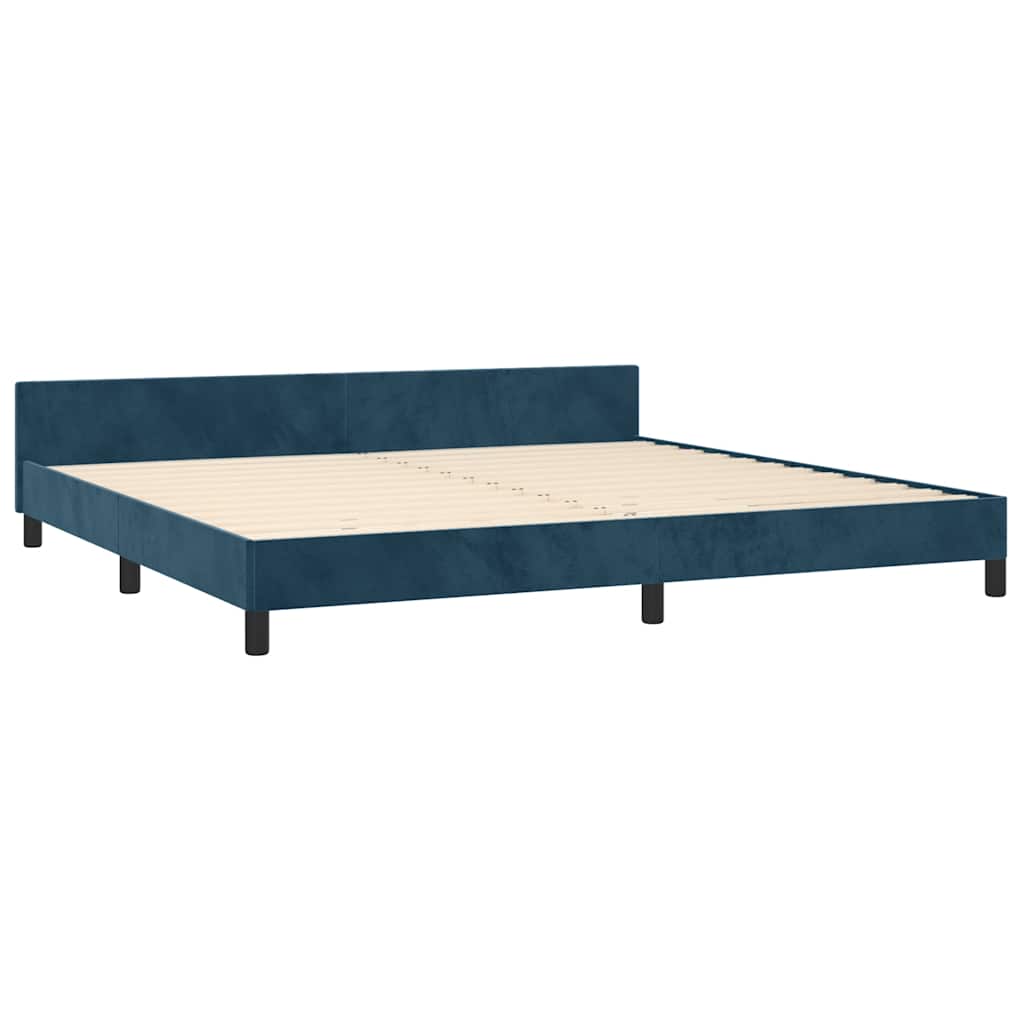 Cadre de lit sans matelas bleu foncé 200x200 cm velours - XIOS