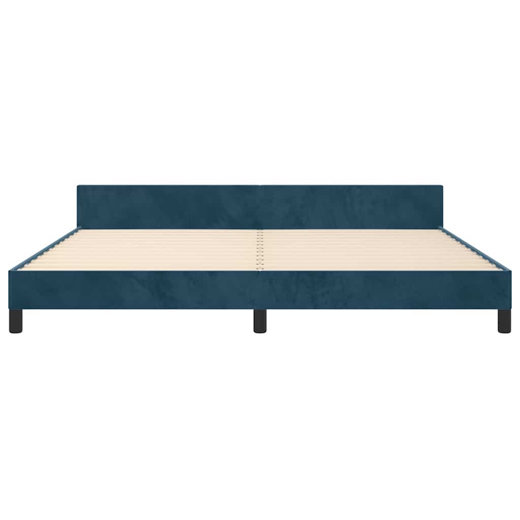 Cadre de lit sans matelas bleu foncé 200x200 cm velours - XIOS