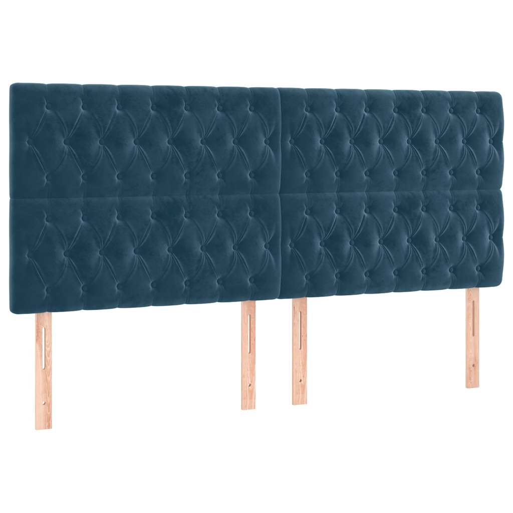 Cadre de lit sans matelas bleu foncé 200x200 cm velours - XIOS