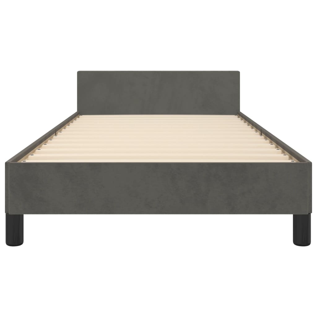 Cadre de lit sans matelas gris foncé 90x190 cm velours - XIOS