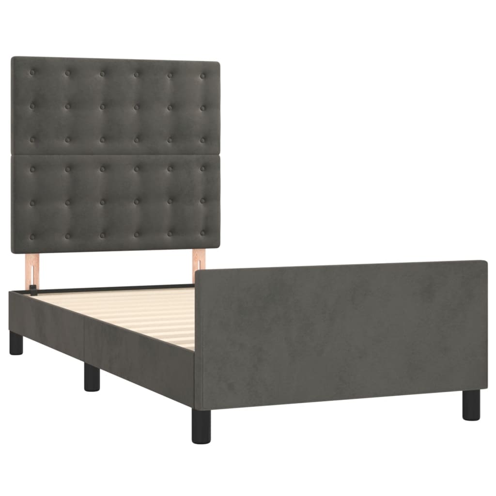 Cadre de lit sans matelas gris foncé 90x200 cm velours - XIOS