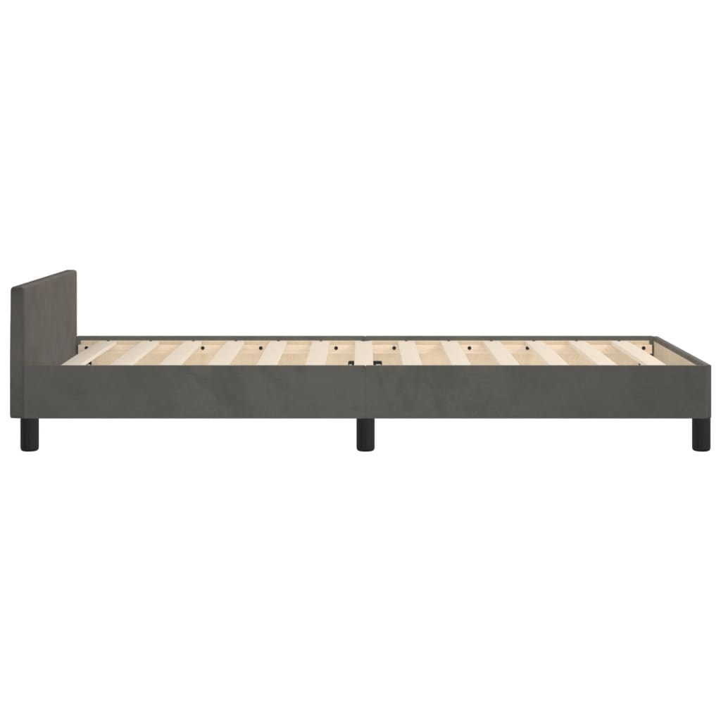 Cadre de lit sans matelas gris foncé 90x200 cm velours - XIOS
