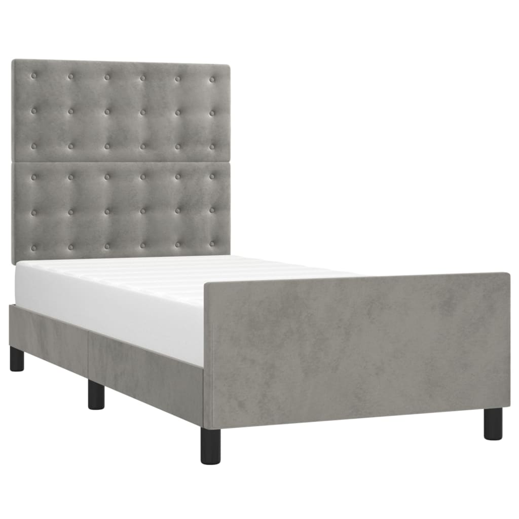 Cadre de lit sans matelas gris clair 100x200 cm velours - XIOS