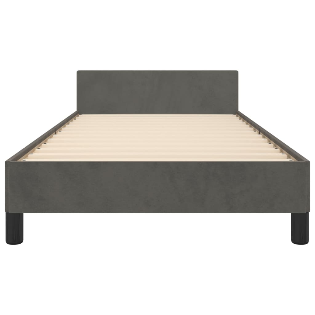 Cadre de lit sans matelas gris foncé 100x200 cm velours - XIOS