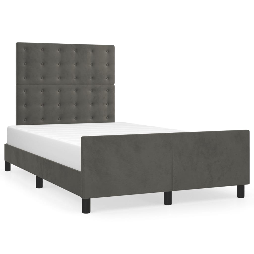 Cadre de lit sans matelas gris foncé 120x200 cm velours - XIOS
