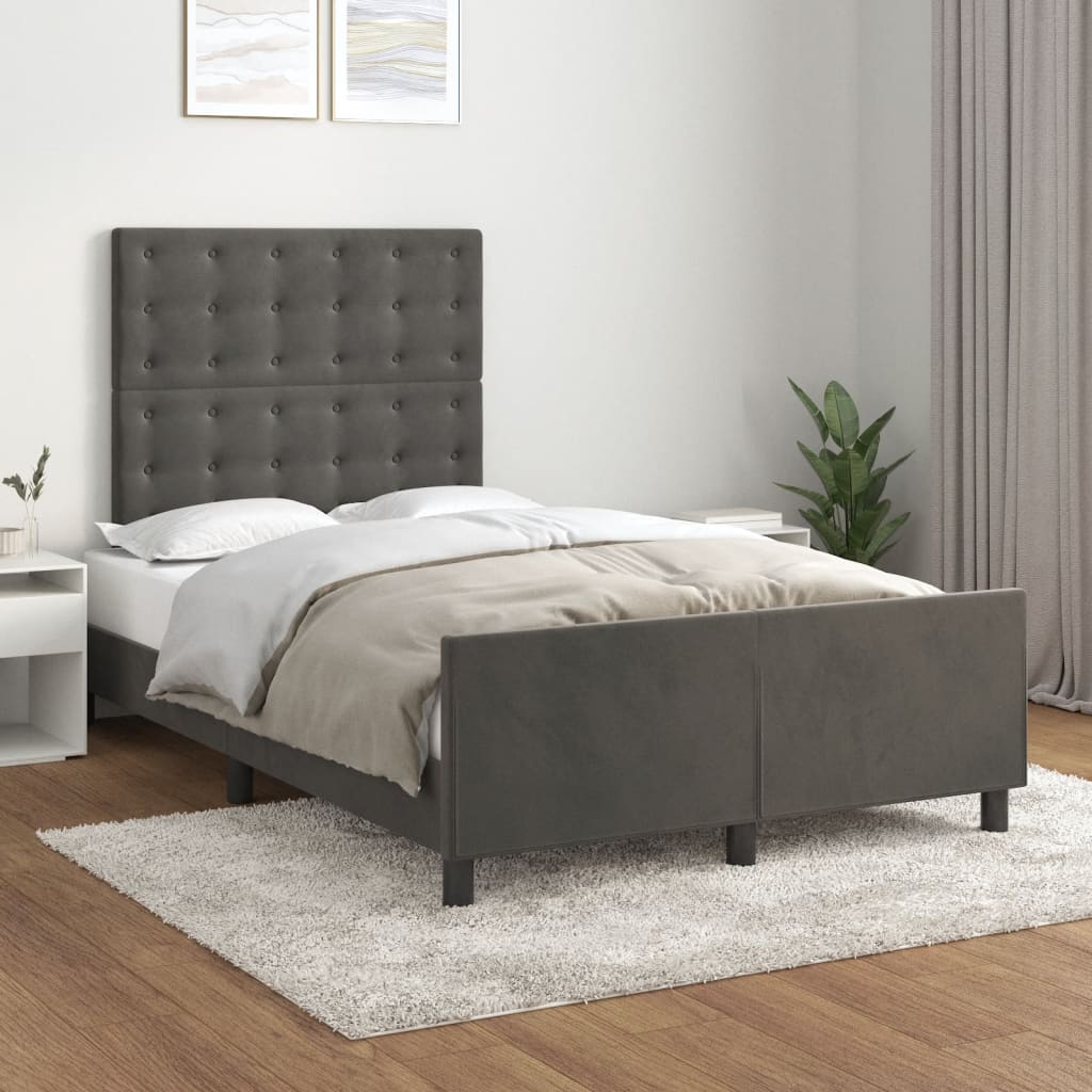 Cadre de lit sans matelas gris foncé 120x200 cm velours - XIOS