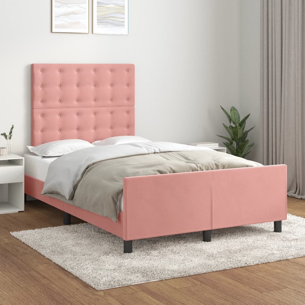 Cadre de lit sans matelas rose 120x200 cm velours - XIOS