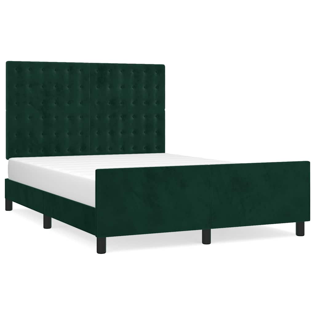 Cadre de lit sans matelas vert foncé 140x190 cm velours - XIOS