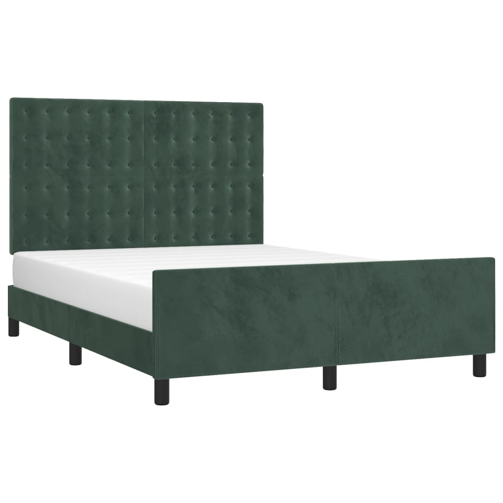 Cadre de lit sans matelas vert foncé 140x190 cm velours - XIOS