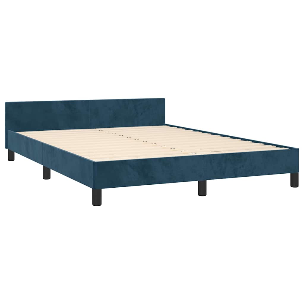 Cadre de lit sans matelas bleu foncé 140x190 cm velours - XIOS