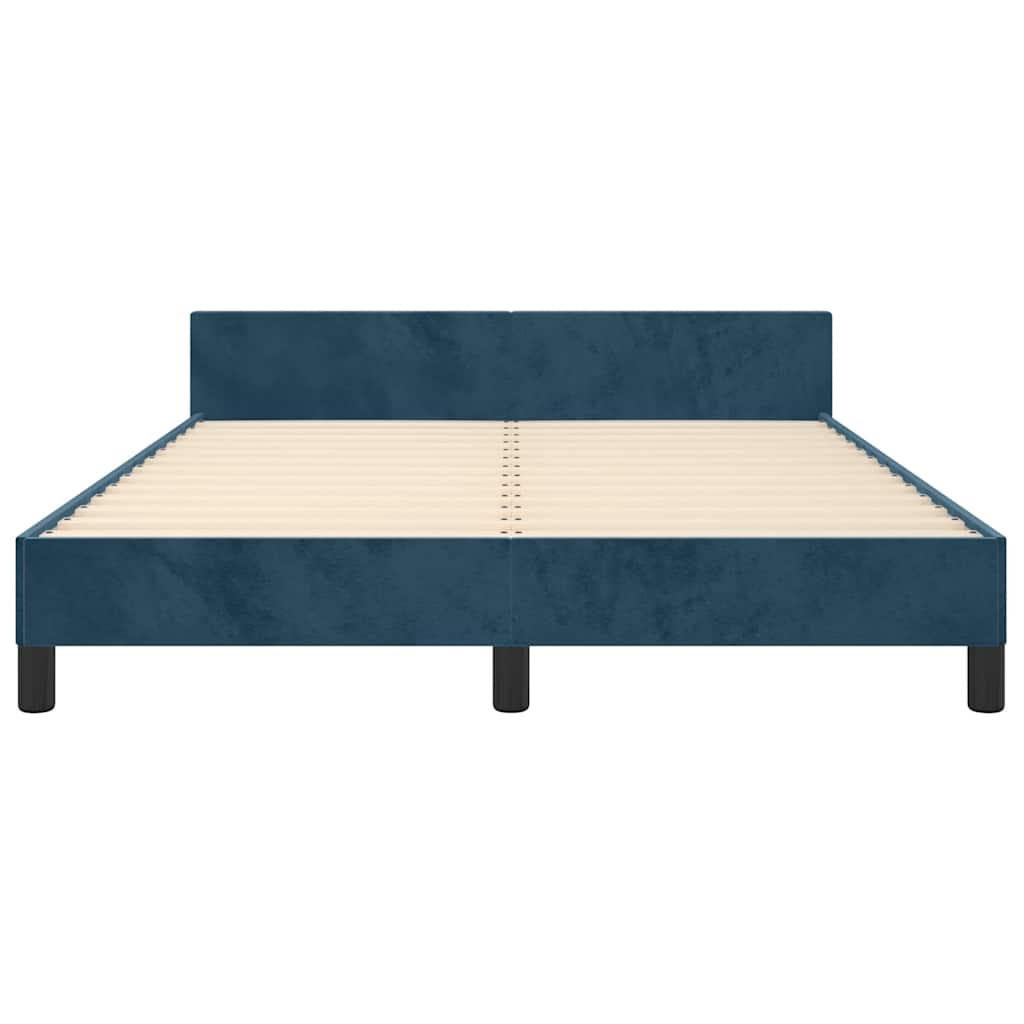 Cadre de lit sans matelas bleu foncé 140x190 cm velours - XIOS
