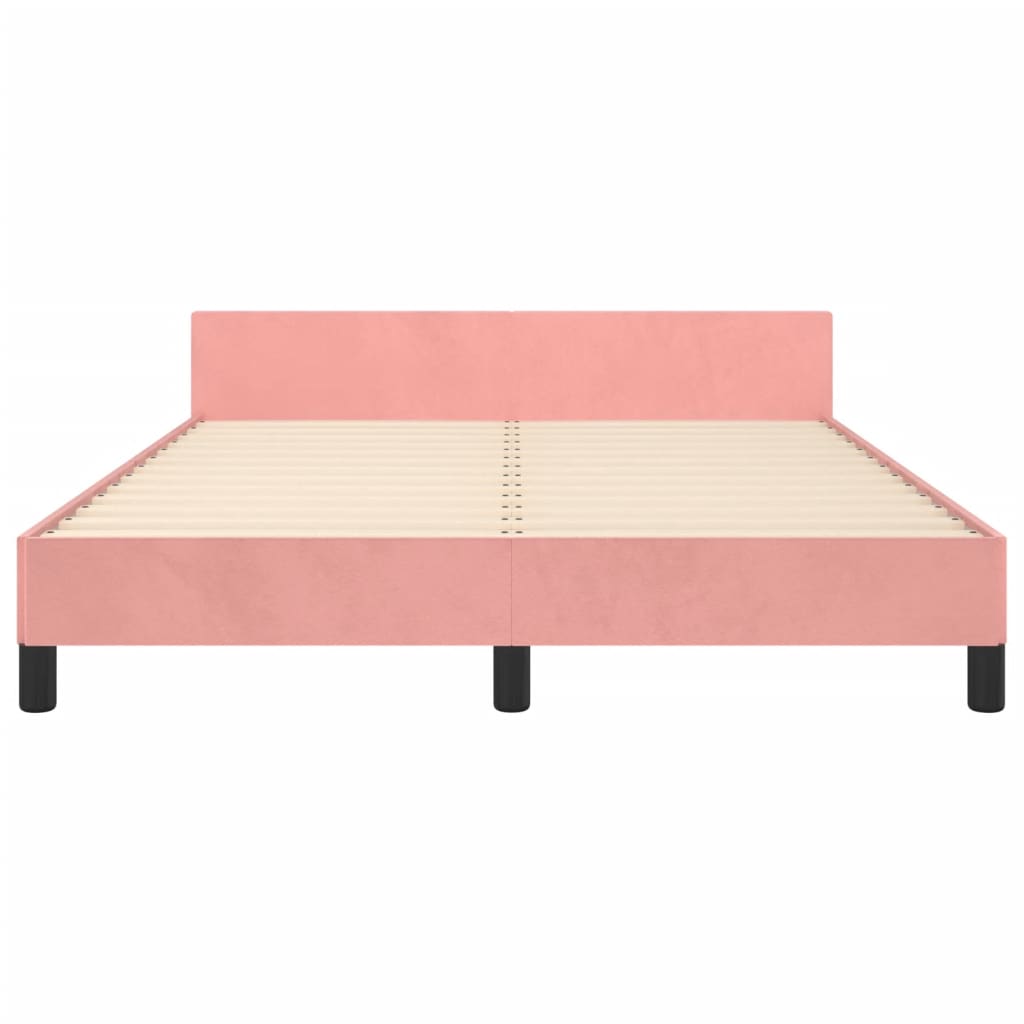 Cadre de lit sans matelas rose 140x190 cm velours - XIOS