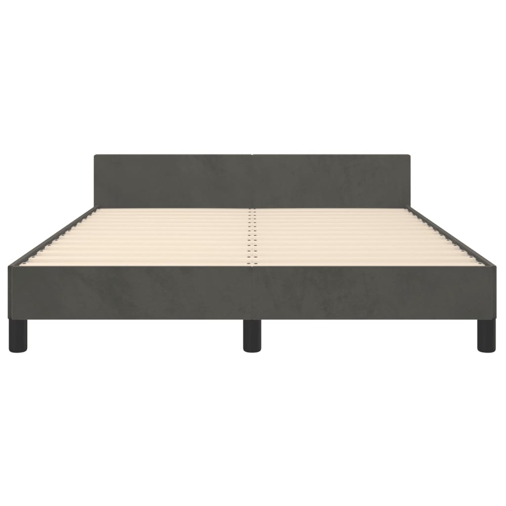 Cadre de lit sans matelas gris foncé 140x200 cm velours - XIOS