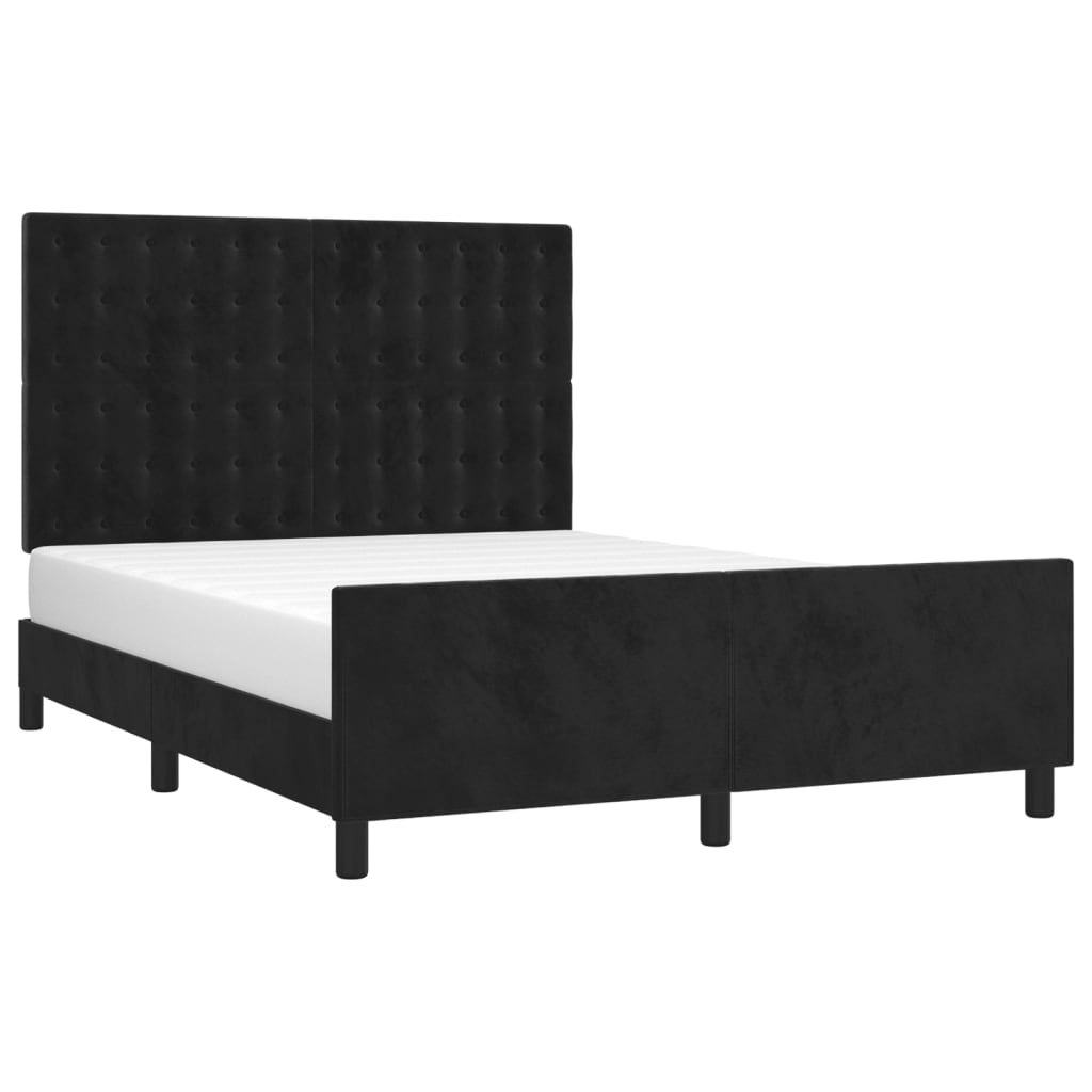 Cadre de lit sans matelas noir 140x200 cm velours - XIOS
