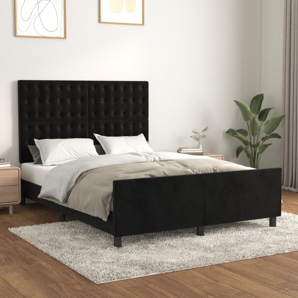 Cadre de lit sans matelas noir 140x200 cm velours - XIOS