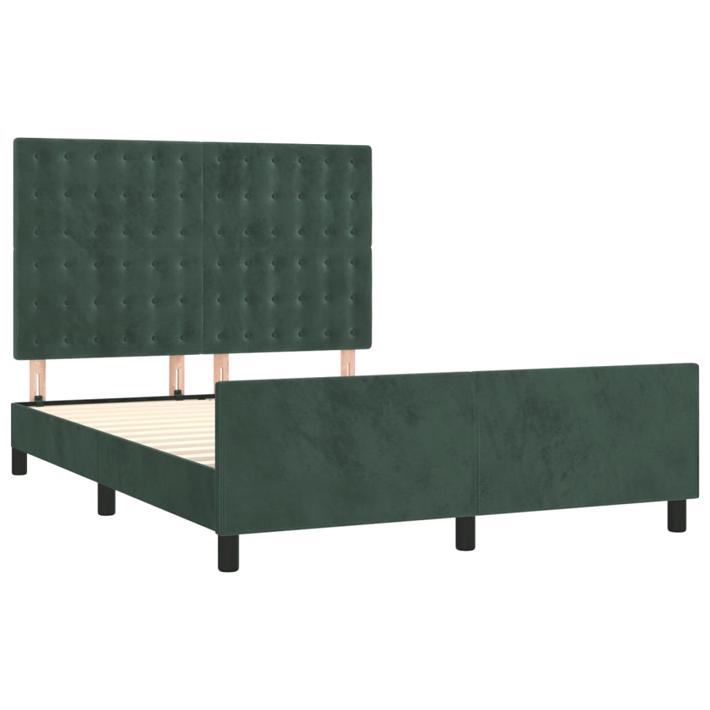 Cadre de lit sans matelas vert foncé 140x200 cm velours - XIOS