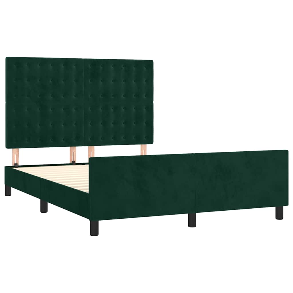 Cadre de lit sans matelas vert foncé 140x200 cm velours - XIOS