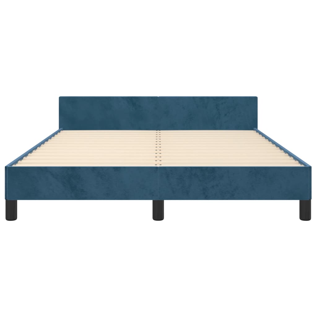 Cadre de lit sans matelas bleu foncé 140x200 cm velours - XIOS