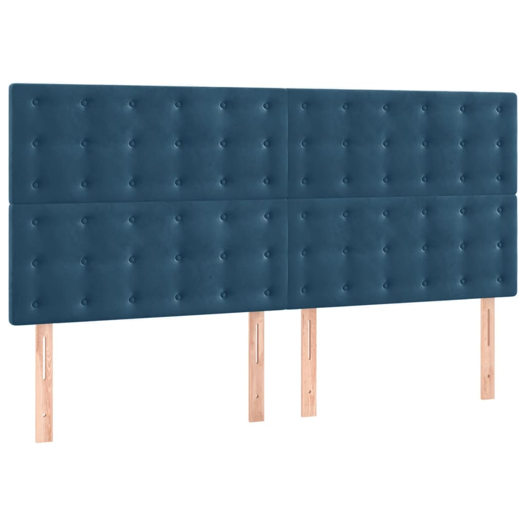 Cadre de lit sans matelas bleu foncé 140x200 cm velours - XIOS