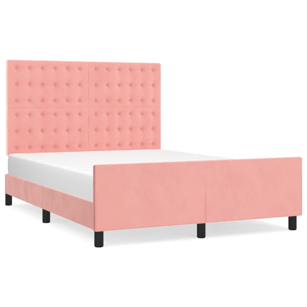 Cadre de lit sans matelas rose 140x200 cm velours - XIOS