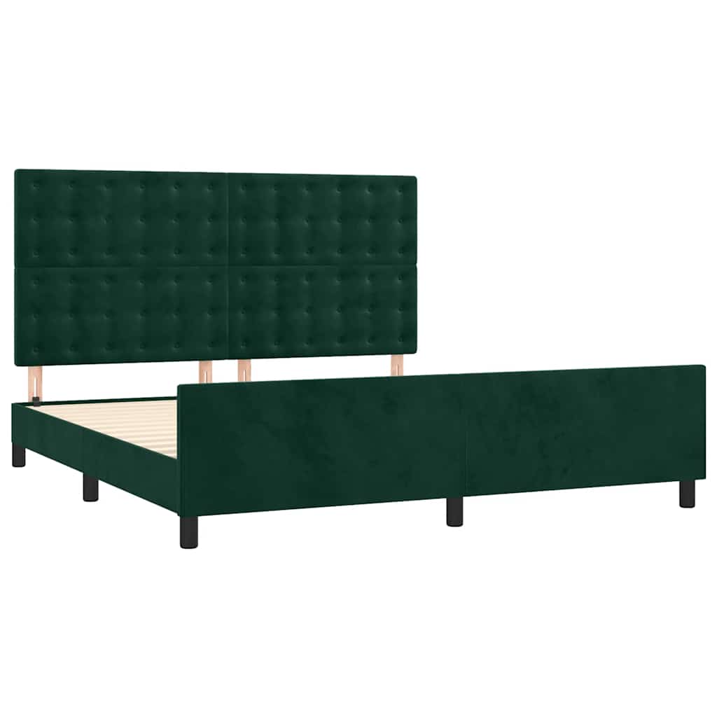 Cadre de lit sans matelas vert foncé 160x200 cm velours - XIOS
