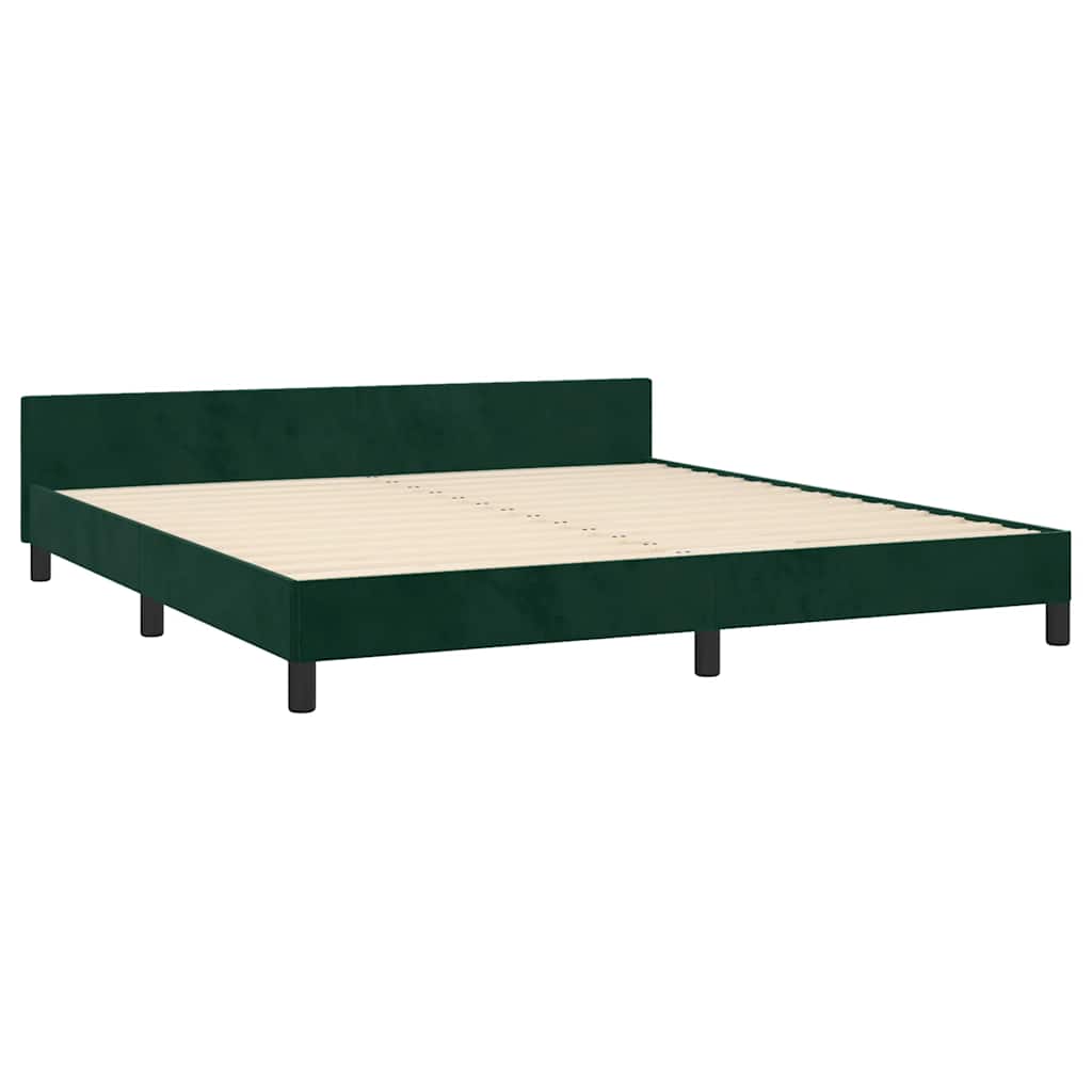 Cadre de lit sans matelas vert foncé 160x200 cm velours - XIOS