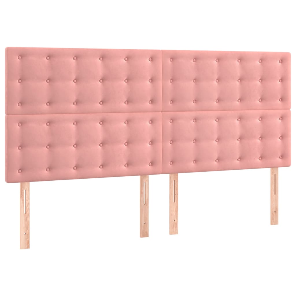 Cadre de lit sans matelas rose 160x200 cm velours - XIOS