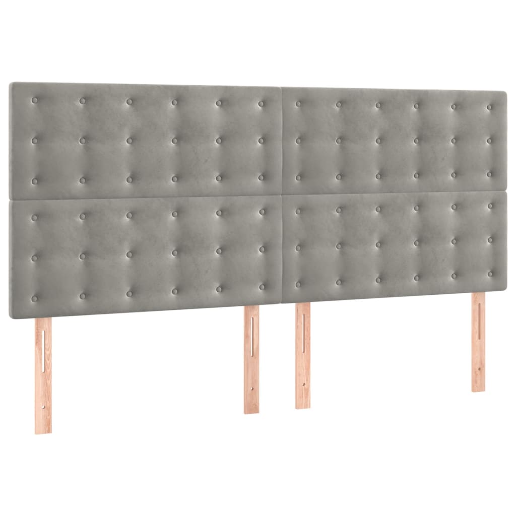 Cadre de lit sans matelas gris clair velours - XIOS