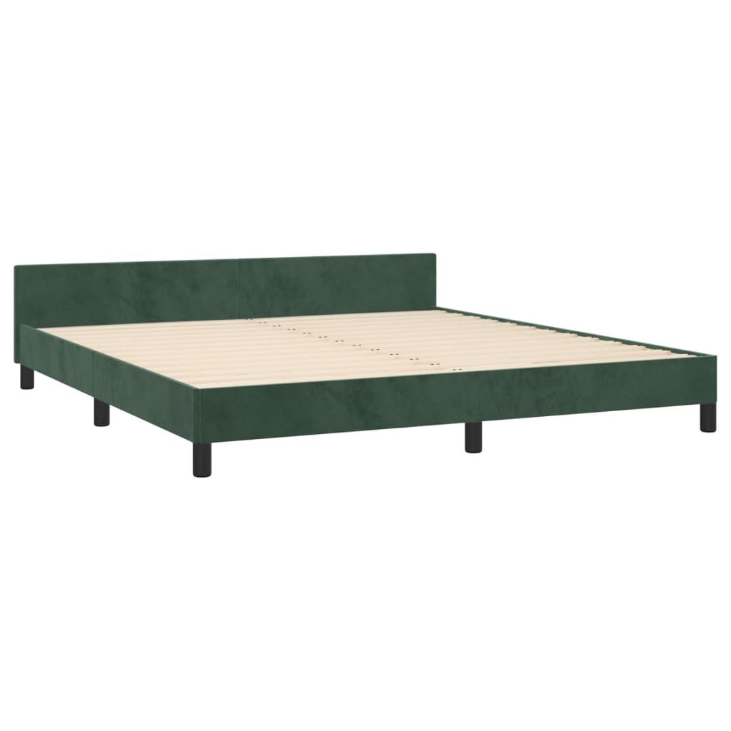 Cadre de lit sans matelas vert foncé velours - XIOS