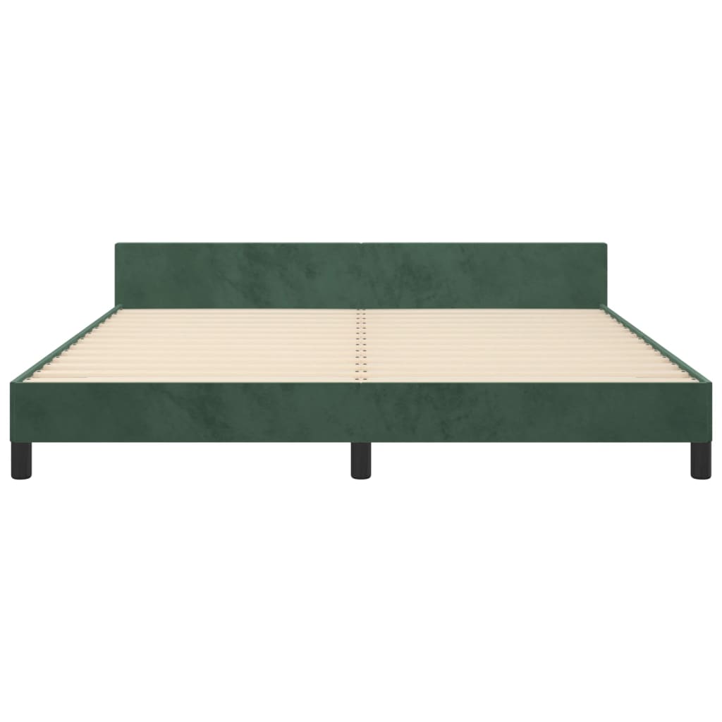 Cadre de lit sans matelas vert foncé velours - XIOS