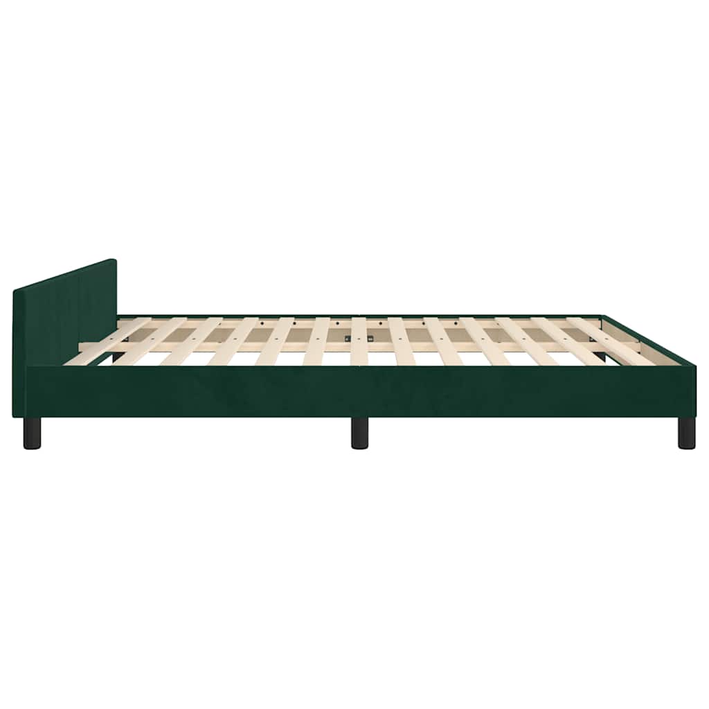 Cadre de lit sans matelas vert foncé velours - XIOS