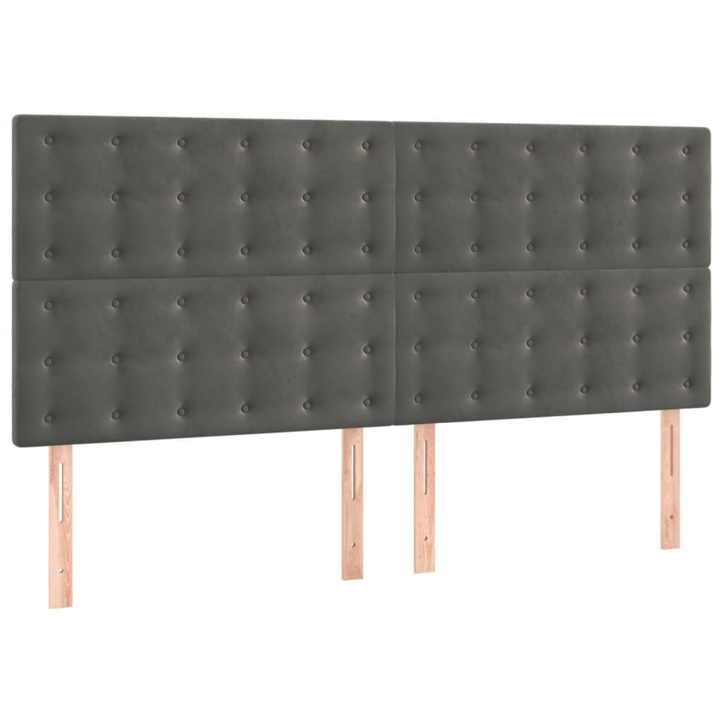 Cadre de lit sans matelas gris foncé 200x200 cm velours - XIOS