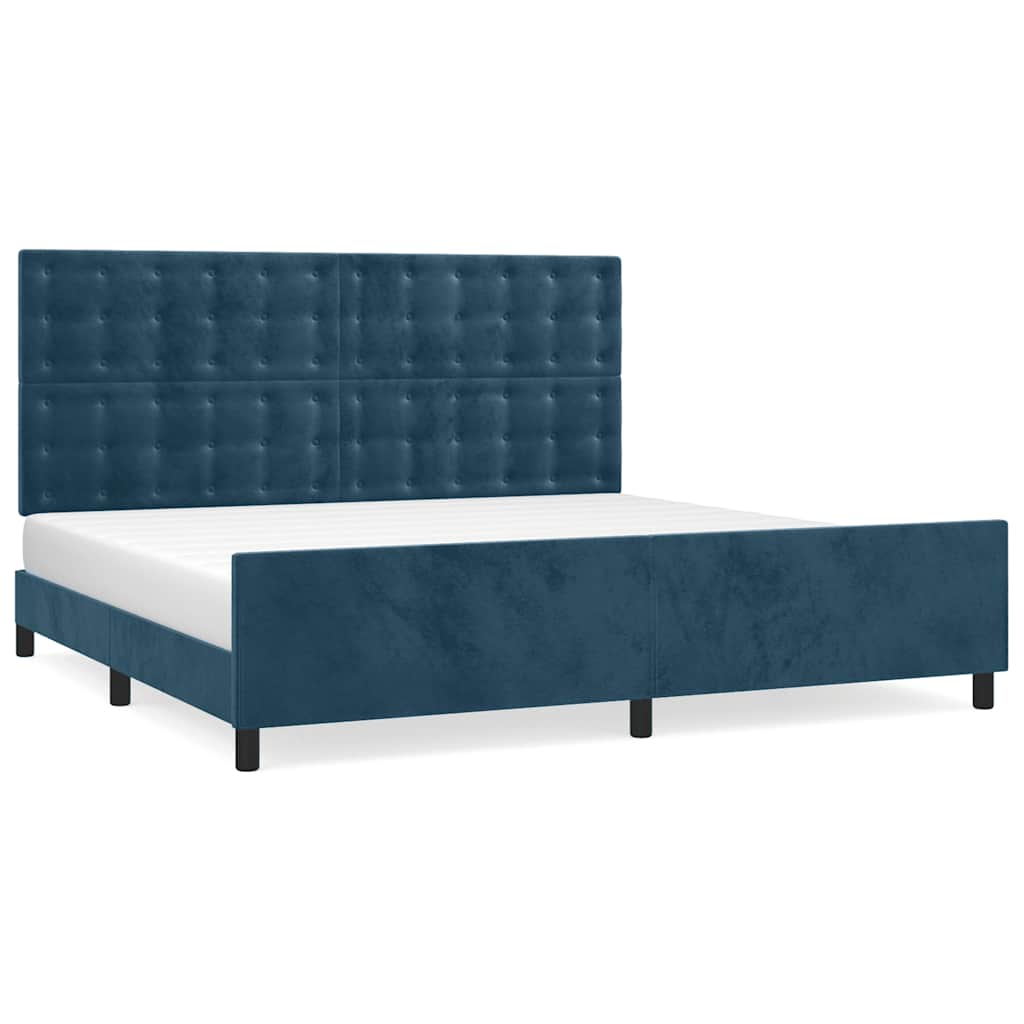 Cadre de lit sans matelas bleu foncé 200x200 cm velours - XIOS