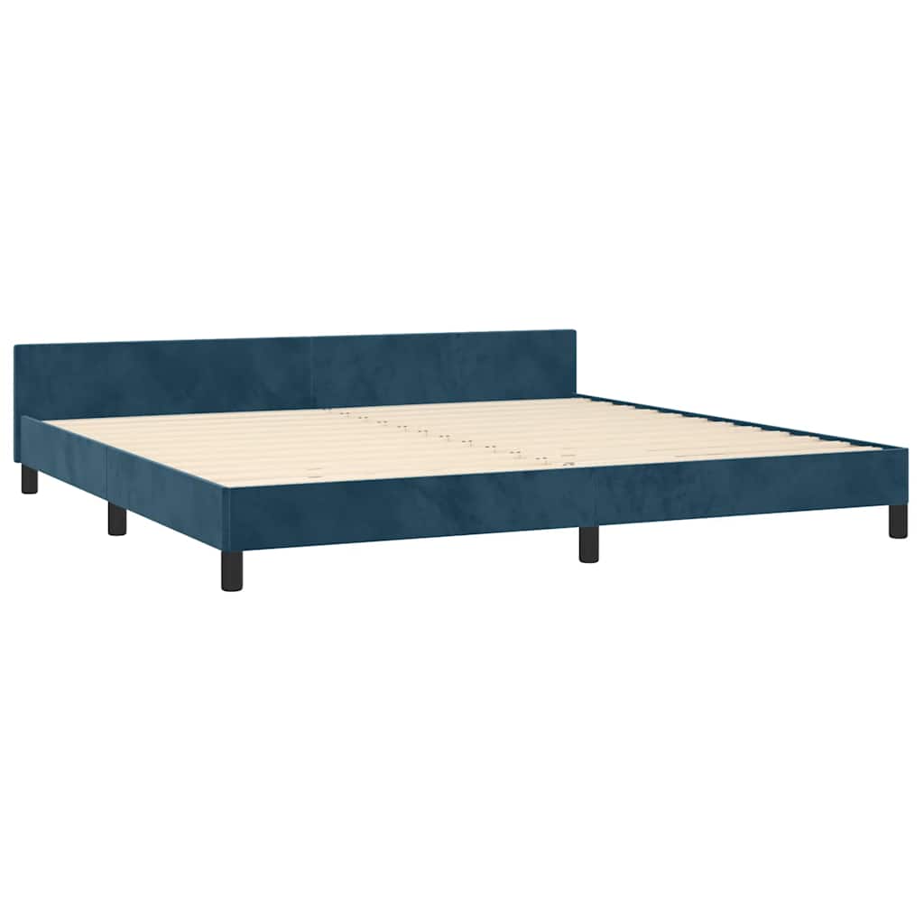 Cadre de lit sans matelas bleu foncé 200x200 cm velours - XIOS