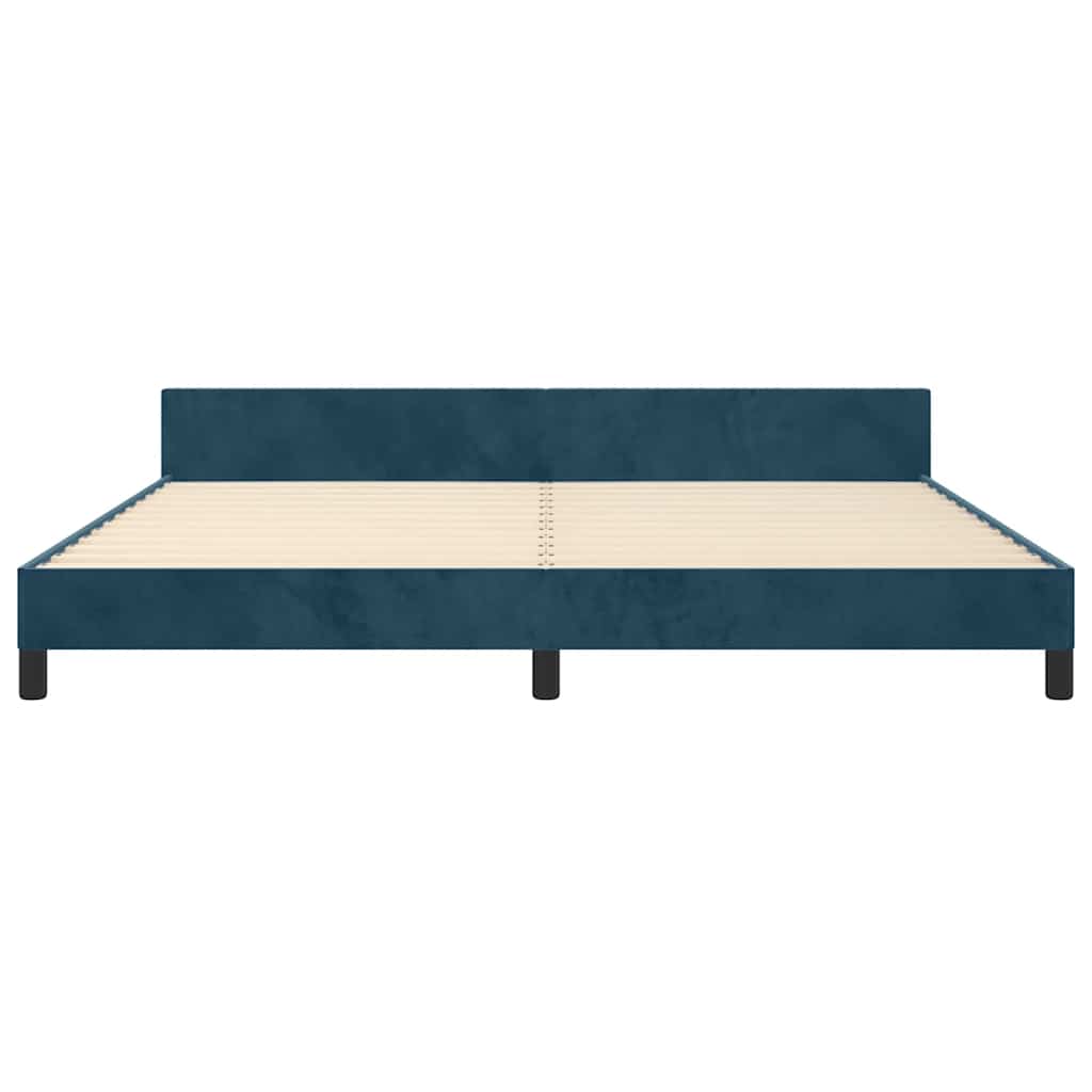 Cadre de lit sans matelas bleu foncé 200x200 cm velours - XIOS