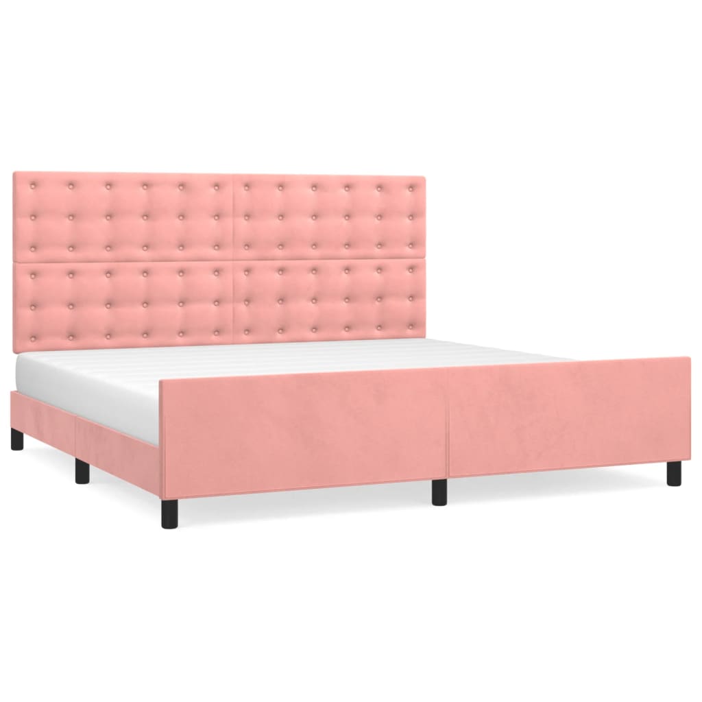 Cadre de lit sans matelas rose 200x200 cm velours - XIOS