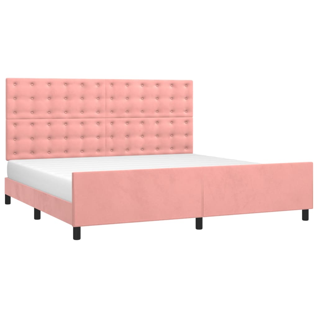 Cadre de lit sans matelas rose 200x200 cm velours - XIOS