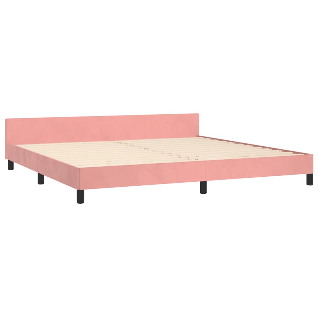 Cadre de lit sans matelas rose 200x200 cm velours - XIOS