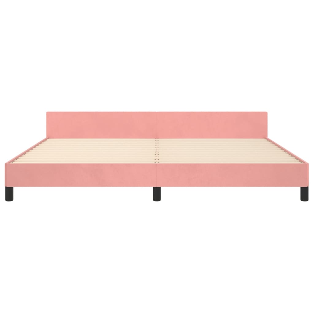 Cadre de lit sans matelas rose 200x200 cm velours - XIOS