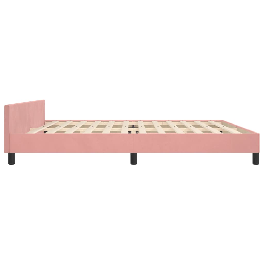 Cadre de lit sans matelas rose 200x200 cm velours - XIOS