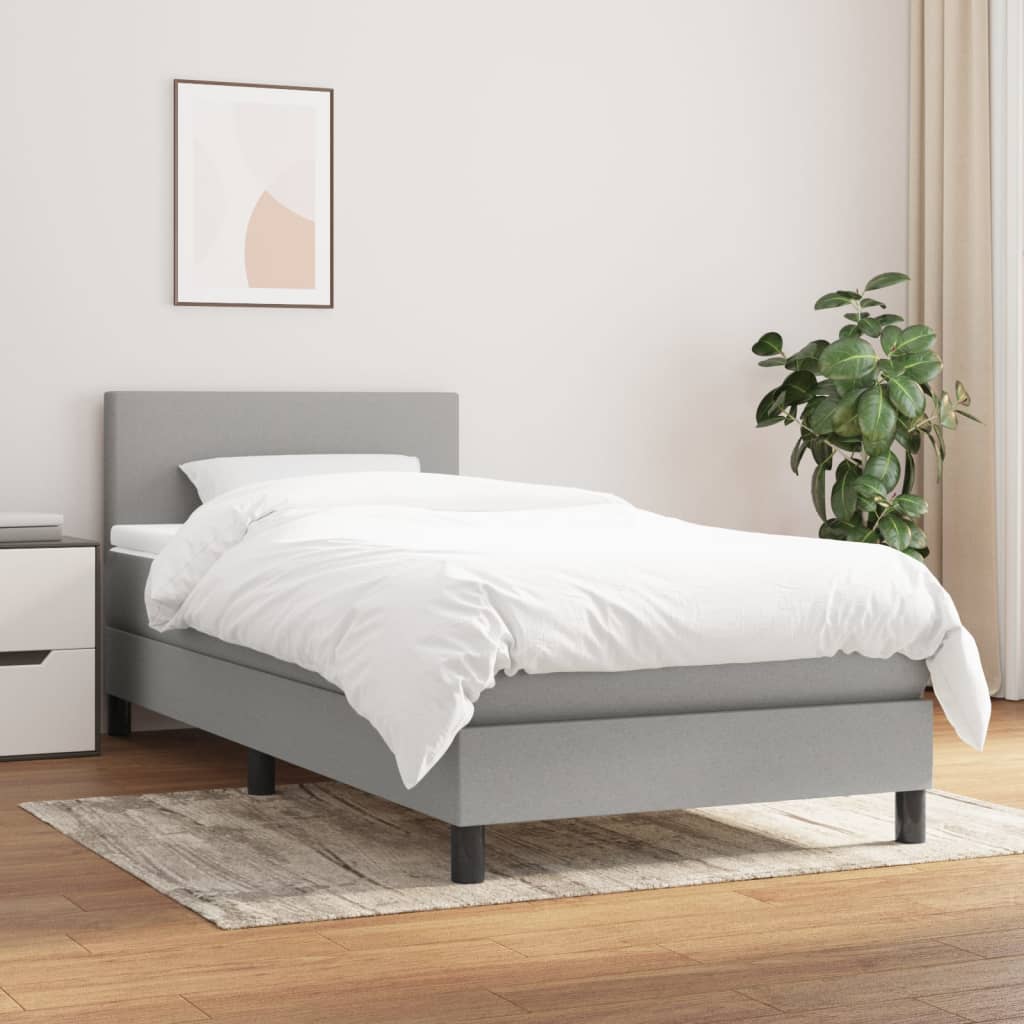 Sommier à lattes de lit et matelas Gris clair 90x190 cm Tissu - XIOS