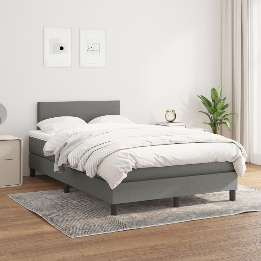 Sommier à lattes de lit avec matelas Gris foncé 120x200cm Tissu - XIOS