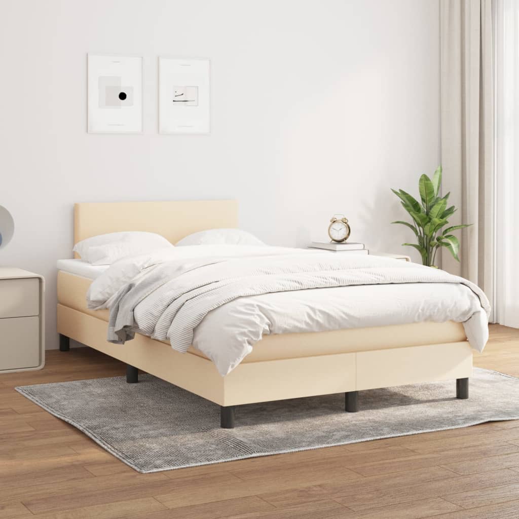 Sommier à lattes de lit avec matelas Crème 120x200 cm Tissu - XIOS
