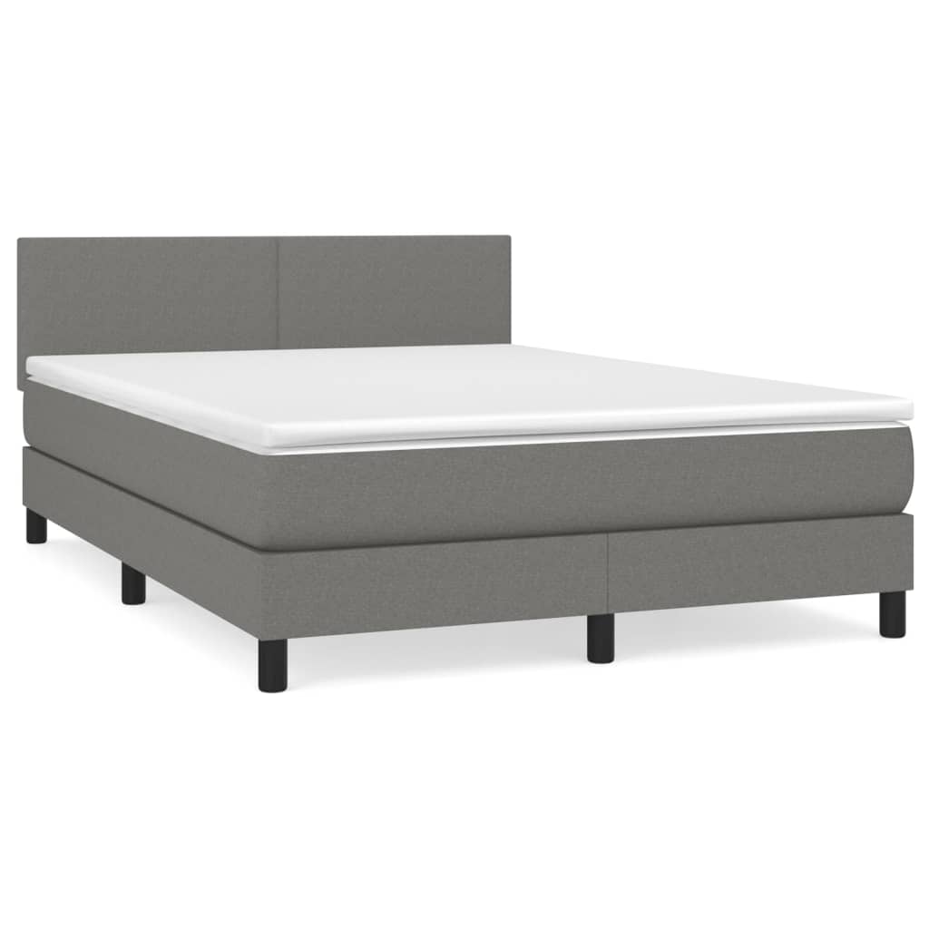 Sommier à lattes de lit avec matelas Gris foncé 140x200cm Tissu