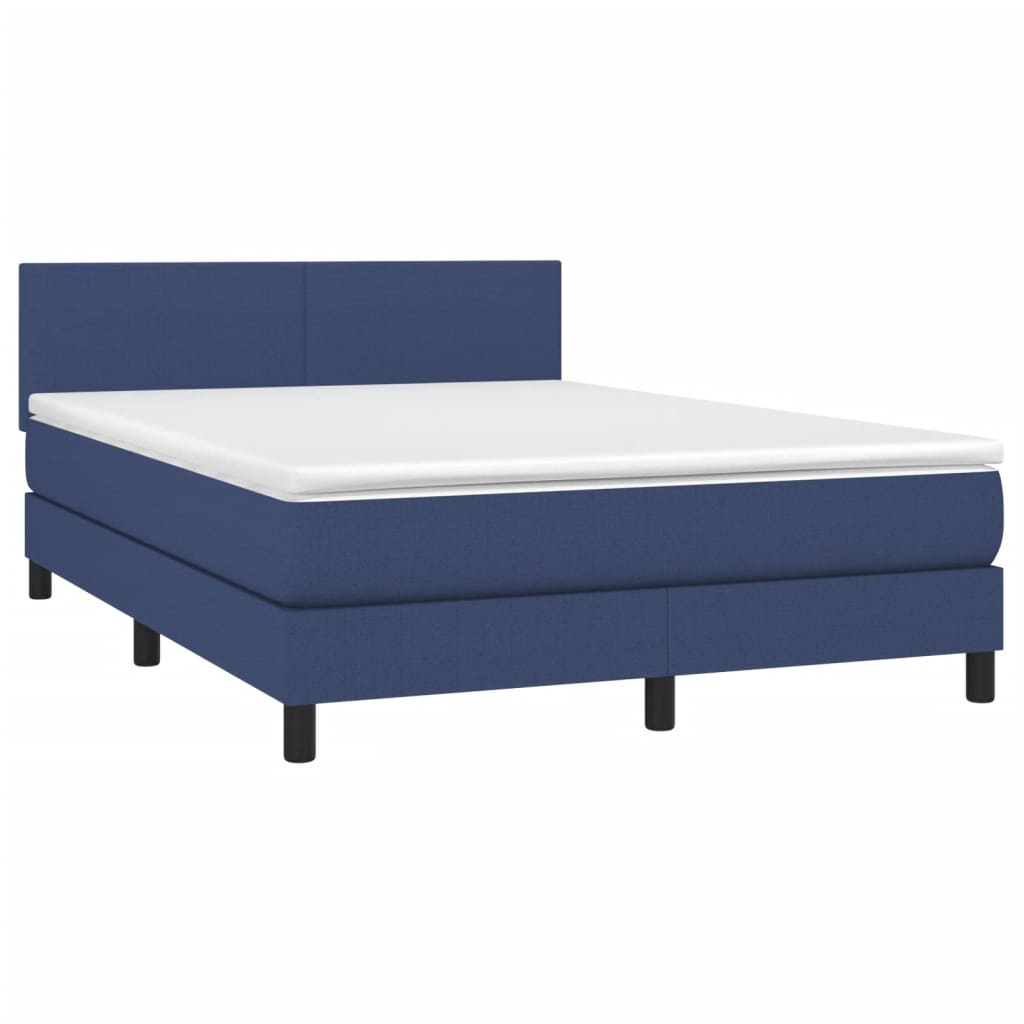 Sommier à lattes de lit avec matelas Bleu 140x200 cm Tissu - XIOS