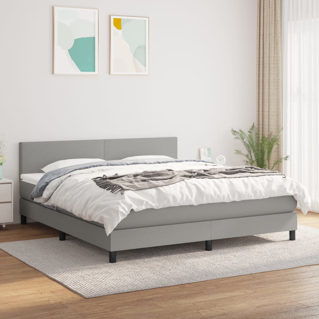 Sommier à lattes de lit avec matelas Gris clair 160x200cm Tissu - XIOS