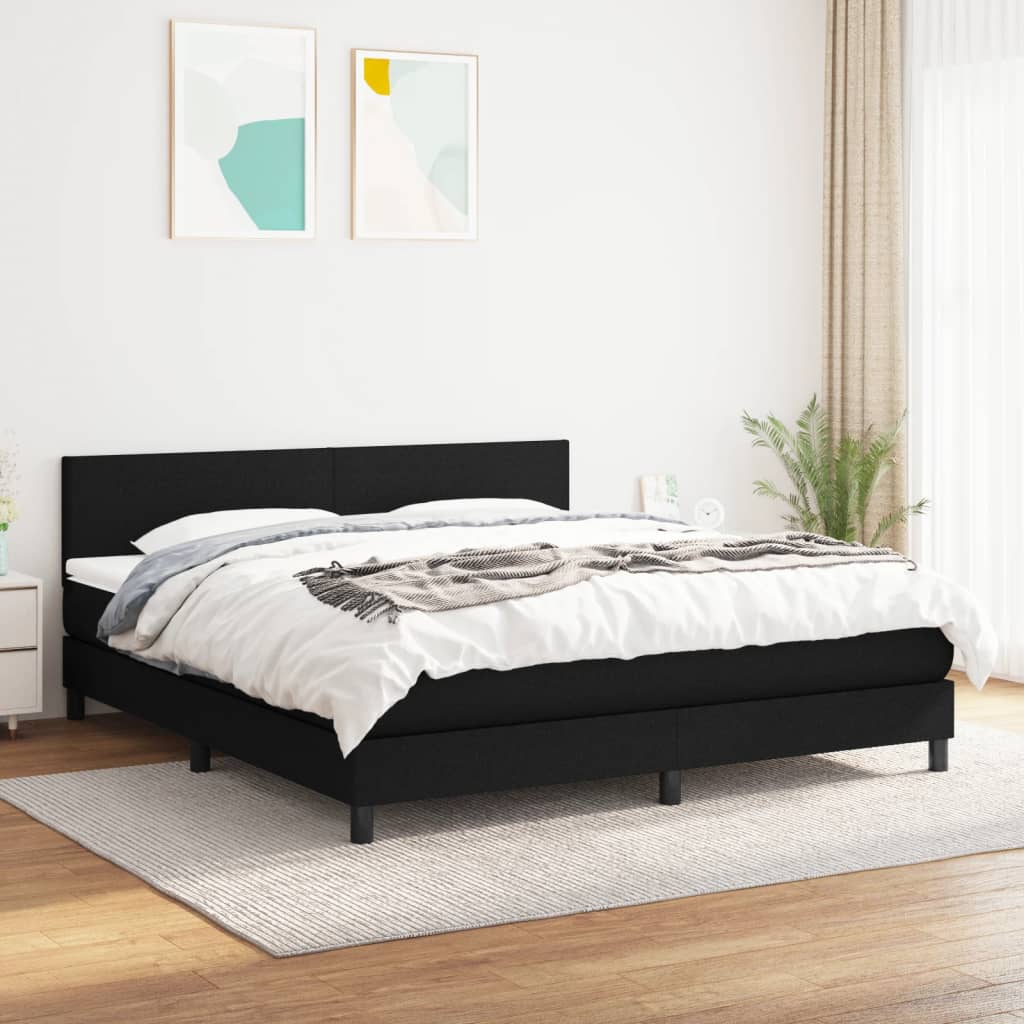 Sommier à lattes de lit avec matelas Noir 160x200 cm Tissu - XIOS